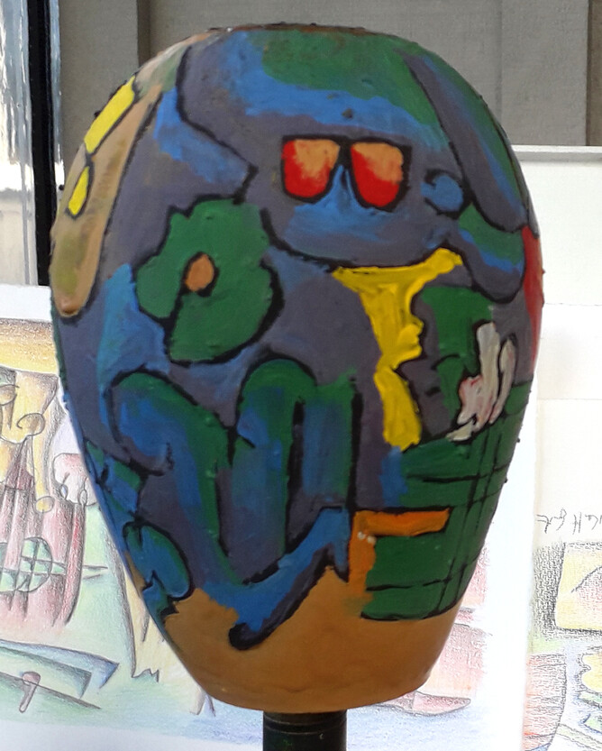 The Market, Limoges - First layer of paint (I start with complementary colours)