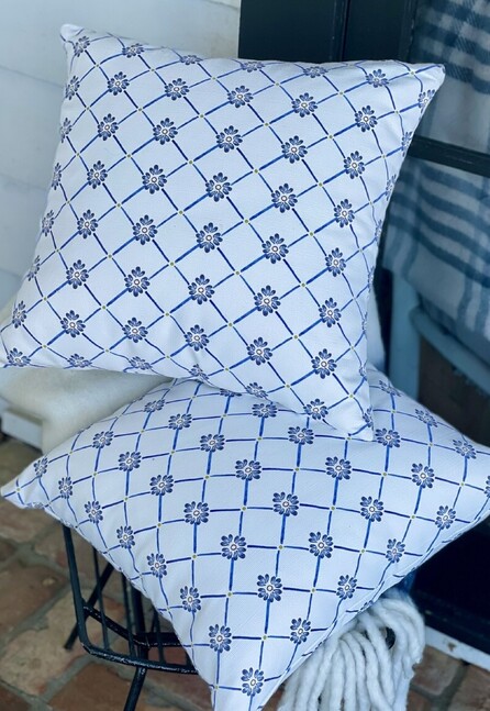 Image of patterned outdoor cushions. Buy online via Julia Empson Interior Design & Styling. Ohaupo, Waikato. New Zealand.