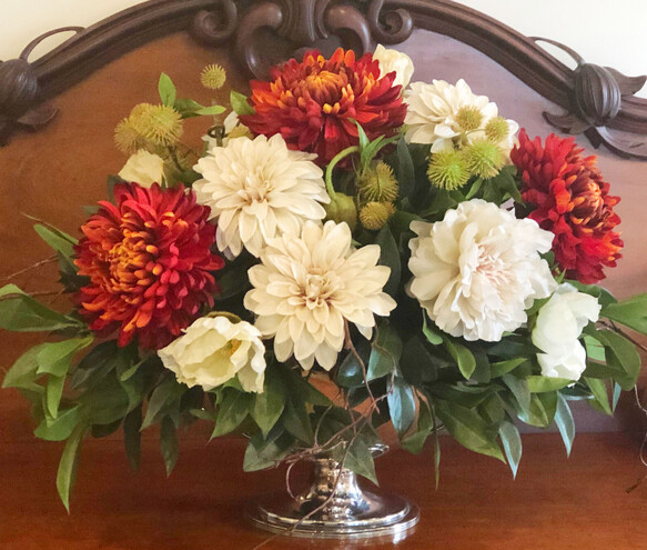 Faux flower styling by Julia Empson Interiors. Ohaupo, Hamilton, New Zealand,