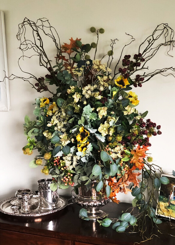 Faux flower styling by Julia Empson Interiors. Ohaupo, Hamilton, New Zealand,