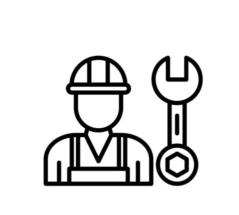 wire sketch of a professional installer with a tool