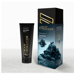 Troop Commander Skincare tube and box packaging design