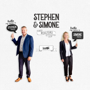 Studio full body portrait photography for real estate agents Stephen and Simone Lodge