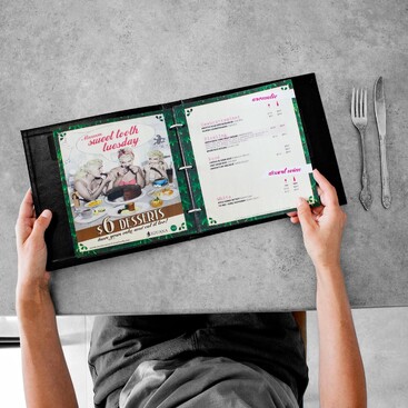 Drinks menu design for Iguana restaurant Hamilton Sweet Tooth Tuesdays $6 desserts