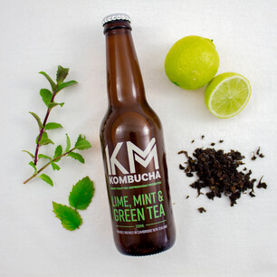 Studio photography of bottle for kombucha brand