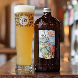 Beer squealer label design for Good George Brewing Island Sling Guava Wheat Beer