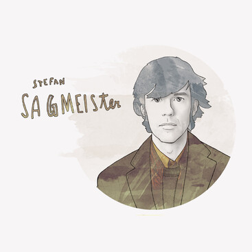 Mixed media illustration of designer Stefan Sagmeister