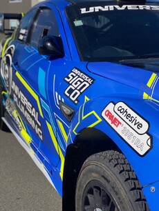 Rally Livery Designed & Installed by Universal Sign Co. Chch Signwriters