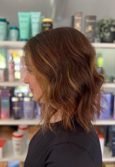 Long black hair straight blunt cut