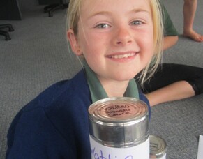 St Josephs Matamata - Labelling tins for the food bank