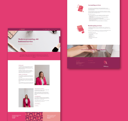 Web design for Sophisticated Accounting, showcasing a sleek layout with service details, professional imagery, and client-focused sections to highlight comprehensive accounting and bookkeeping services