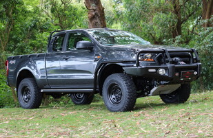 2018 Ford Ranger SuperCab Featuring an ARB Summit Bar, ARB Side Rails & Steps, Warn Winch, OME Front Suspension Lift, ARB Under Vehicle Protection Plate, Black Steel Wheels and Mickey Thompson ATZ P3's