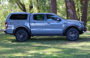 2019 Ford Ranger Raptor featuring a Rhino Evolution Bullbar, fitted Lightbar and Bushranger Revo Winch. 