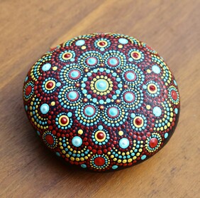 Bright Mandala Hand-Painted Stone