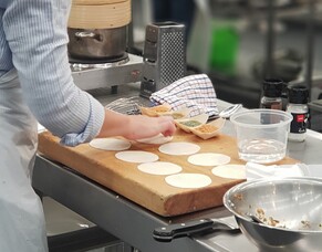 Agnolotti filled with ricotta and pumpkin, beetroot sauce, parmesan