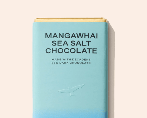 Luxury dark chocolate bar with a hint of sea salt, locally made by Bennetts of Mangawhai