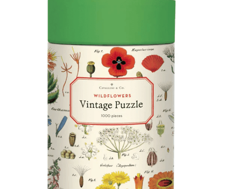 Cavallini & Co Wildflowers 1000 piece vintage jigsaw puzzle showing wildflower artwork – Flowers by Joanne Orewa