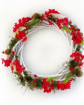 Preserved Flowers Wreath-Red and Green