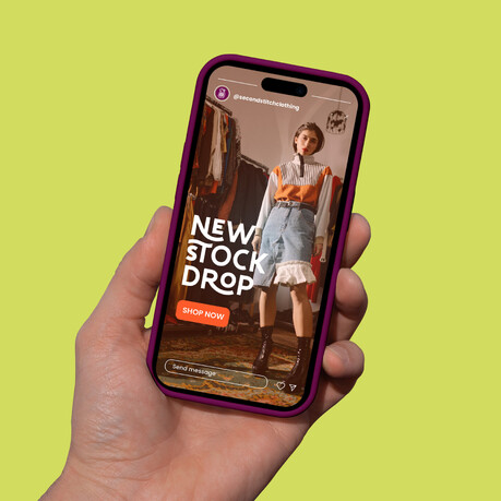 Logo Design for 'Second Stitch' featuring a minimalist, bold illustration of a dog wearing a coat.