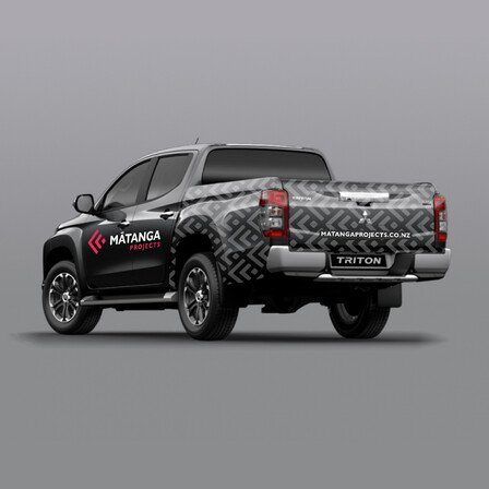 A Mitsubishi Triton Ute with Matanga Projects Branding on it