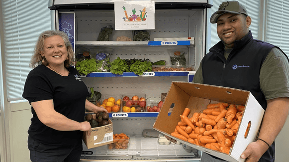 The Whare Āwhina Social Supermarket is one of more than 120 organisations using the food from Whakaora Kai, says kaihautū (manager) Daniela Johnson and store buyer Keenen Cassidy. Photo / Denise Piper