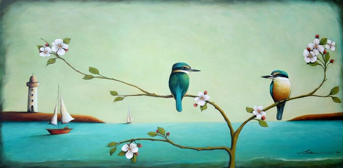 I saw her by the apple tree