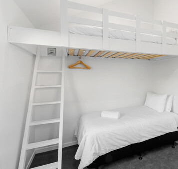 Loft bunk bed for family accommodation in Taupo New Zealand
