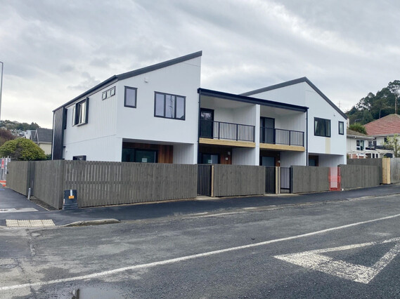 Construction of the South Station townhouses by property developer, MJW Homes. Dunedin. Otago. New Zealand.