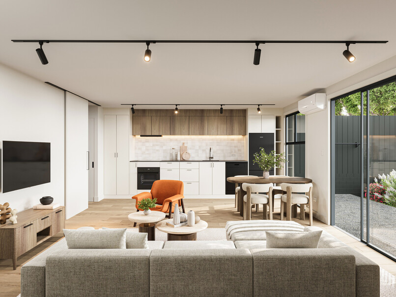 Lounge interior image of Highgate Ridge  townhouse in Maori Hill by MJW Homes. Dunedin, Otago NZ