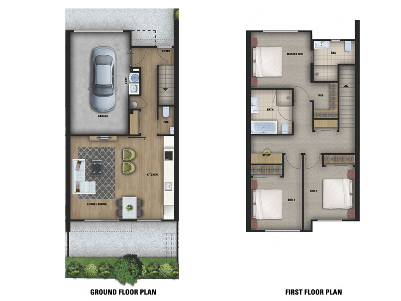 Floor plan of Highgate Ridge townhouse in Maori Hill by MJW Homes. Dunedin, Otago NZ