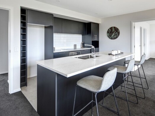 Kitchen image of Ajax Street townhouse development. MJW Homes. Dunedin, Otago. NZ.
