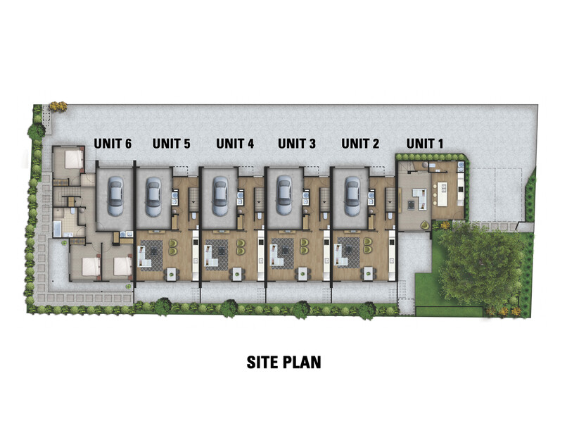 Site plan of Highgate Ridge townhouse in Maori Hill by MJW Homes. Dunedin, Otago NZ