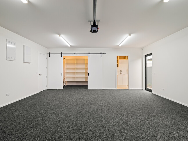 Garage image of Dundee Road townhouse development. MJW Homes. Dunedin, Otago. NZ.