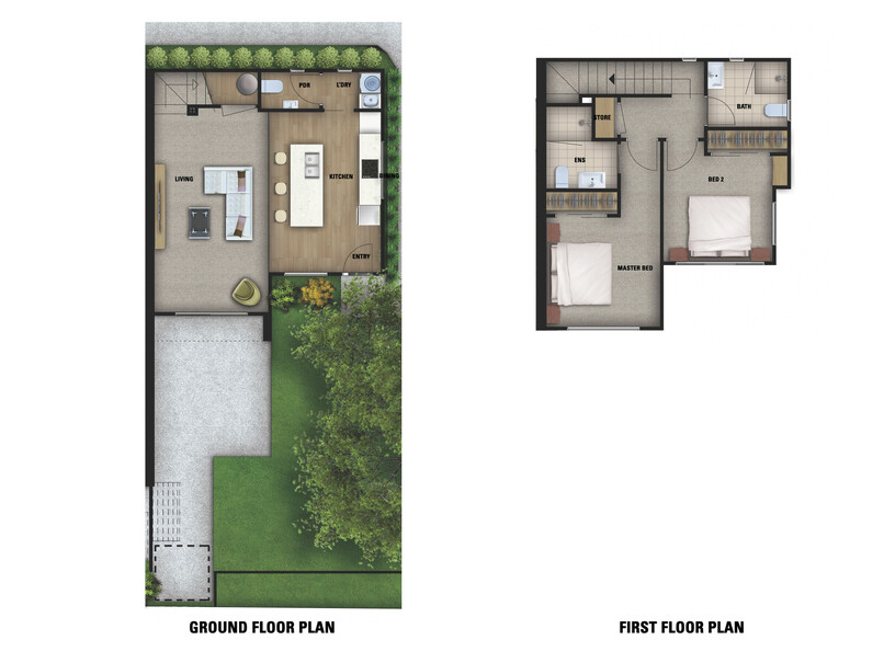 Floor plan of Highgate Ridge townhouse in Maori Hill by MJW Homes. Dunedin, Otago NZ