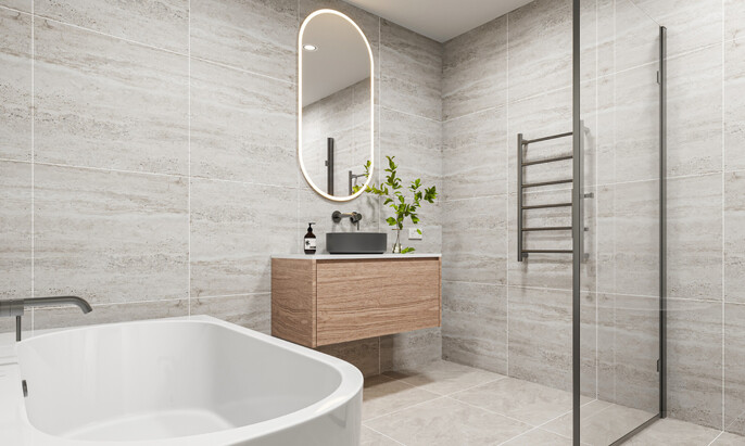 Bathroom image of Highgate Ridge  townhouse in Maori Hill by MJW Homes. Dunedin, Otago NZ