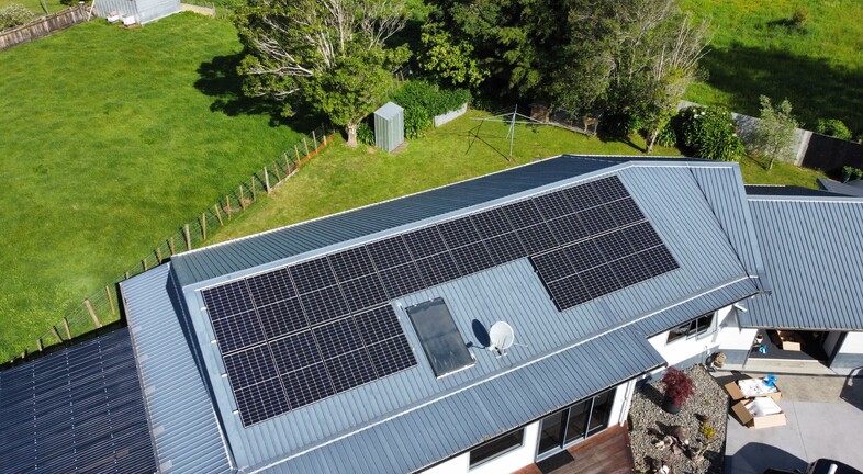Drone photo of solar panels installed in Tauranga
