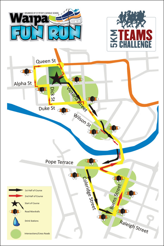 View the course map for the Waipa Fun Run Teams Challenge