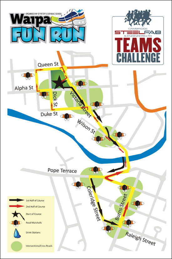 View the course map for the Waipa Fun Run Teams Challenge