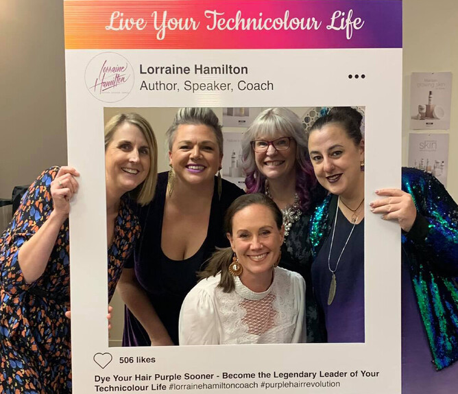 The Emerge group - Anna Colville-Smith (ACS Marketing), Jess Deacon (Deacon Rd), Steph Bradley (Village Real Estate), Lorraine Hamilton (Coach School) & Sarah-Jayne Shine (Lemonface Design) at Lorraine's book launch.