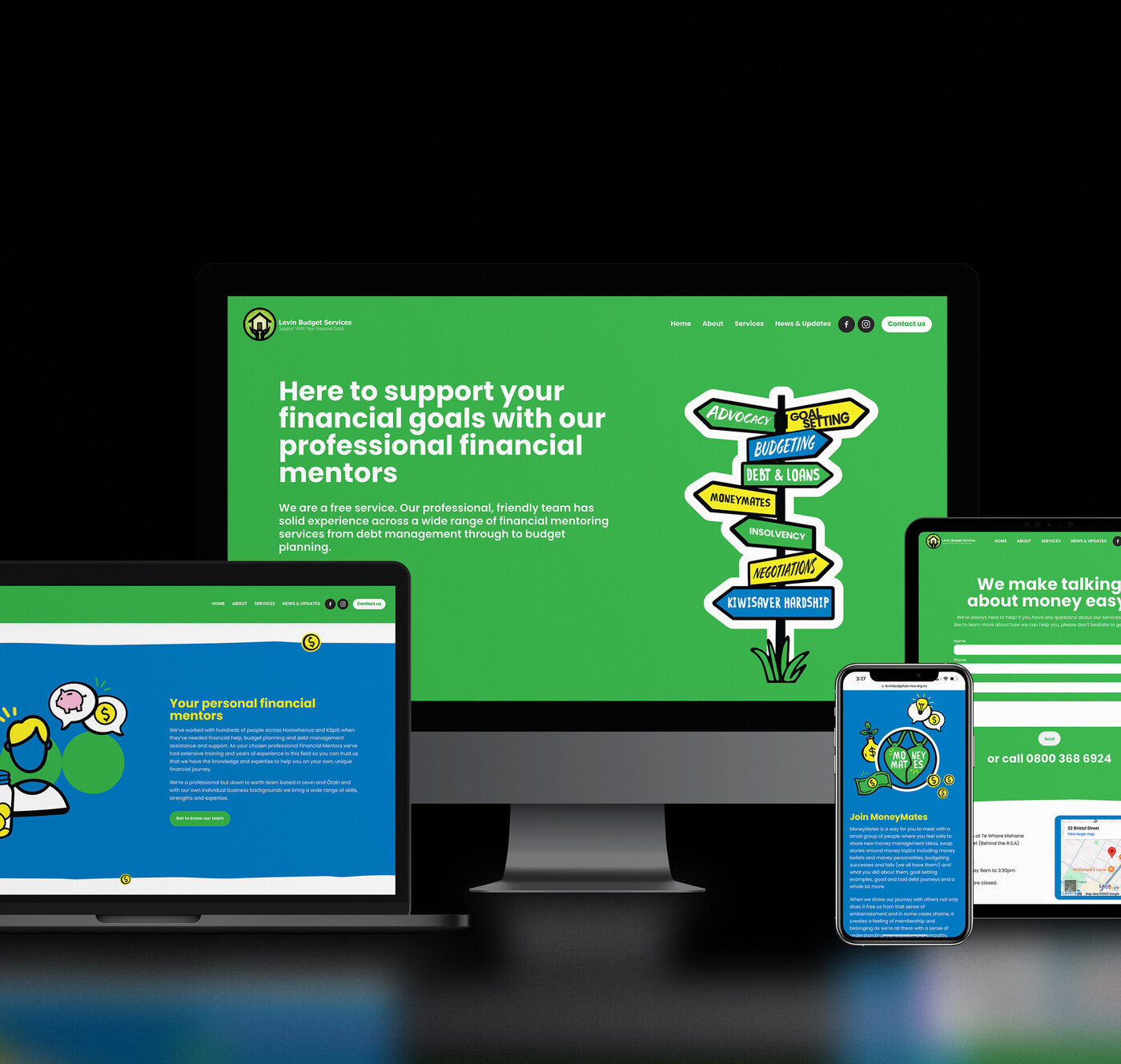 Levin Budget Service website shown on various devices