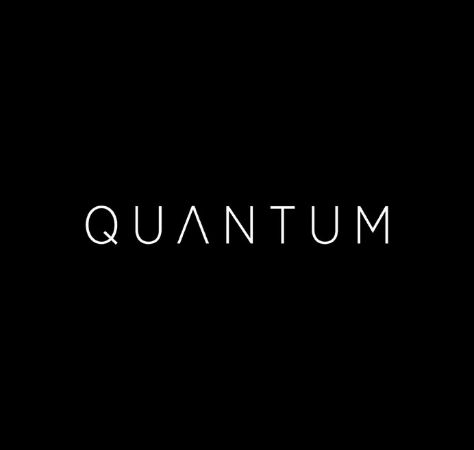 Quantum, white logo on black, without tagline