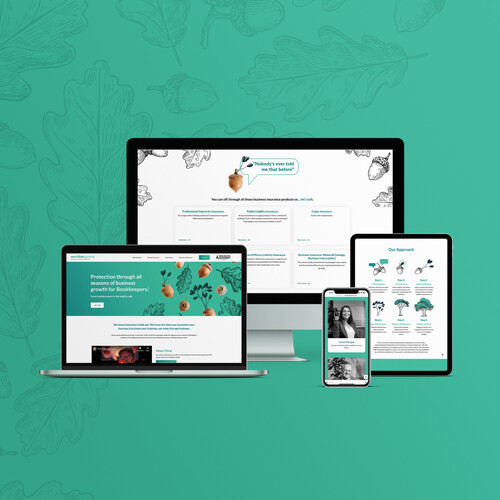 Mock ups of digital platforms showing Meridian General website