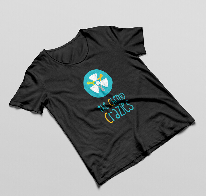 Black t-shirt with chemo crazies logo on it