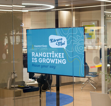 TV with advertising in an office