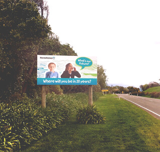 Boundary signage with two children asking what's our future?