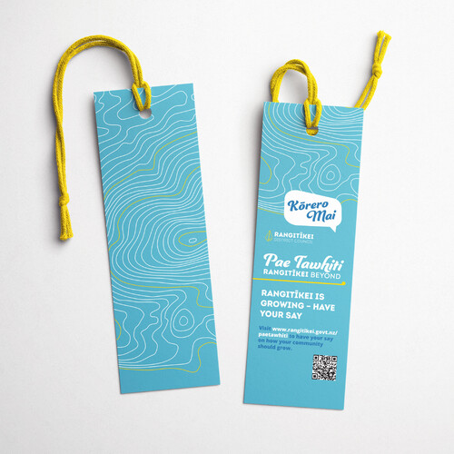 Back and front of a designed bookmark