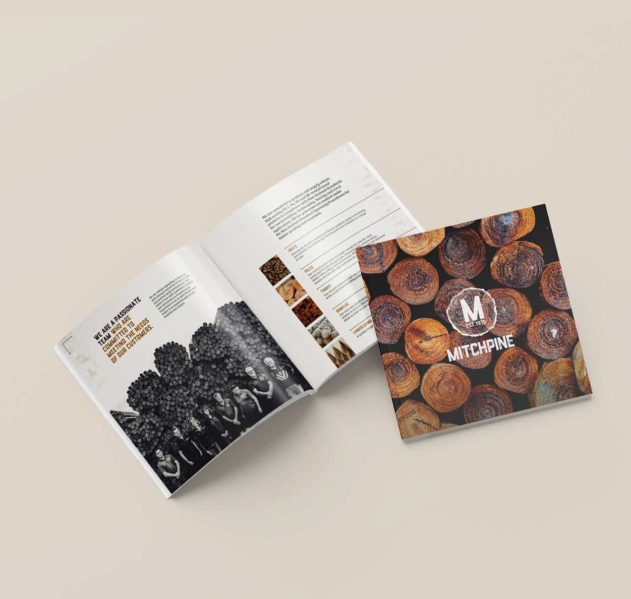 Mitchpine square booklet cover and spread