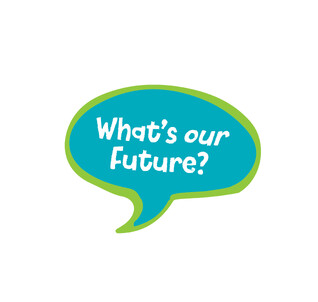 'What's our future' in a speech bubble