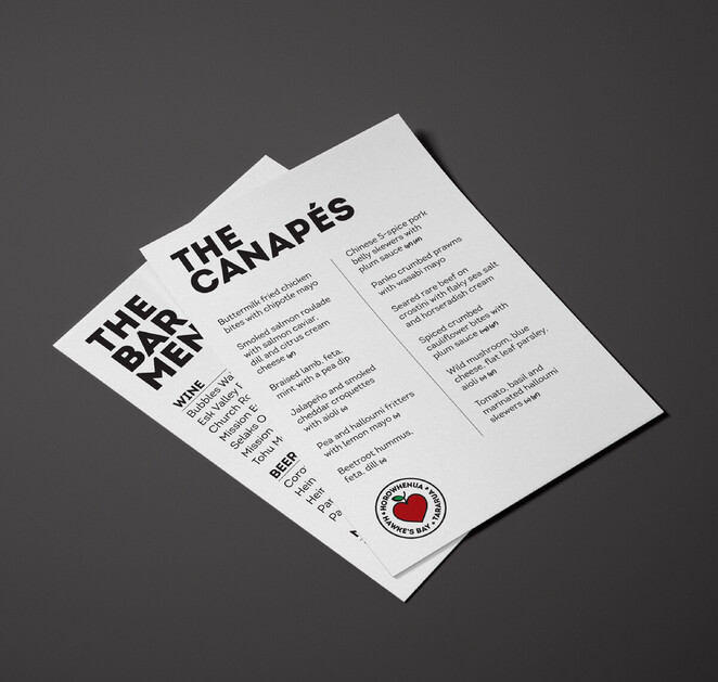 Menu for the Black Out event