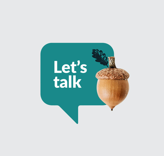 Acorn and speech bubble